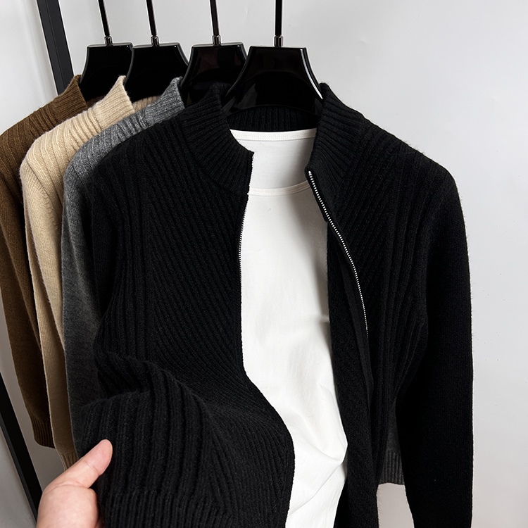 Stand Collar Cardigan Men's Knitwear Autumn and Winter Thick Zipper Sweater Jacket Men's Trendy Sweater Solid Color Outerwear Stand Collar Cardigan Men's Knitwear Autumn and Winter Thick Zipper Sweater Jacket Men's Trendy Sweater Solid Color Outerwear