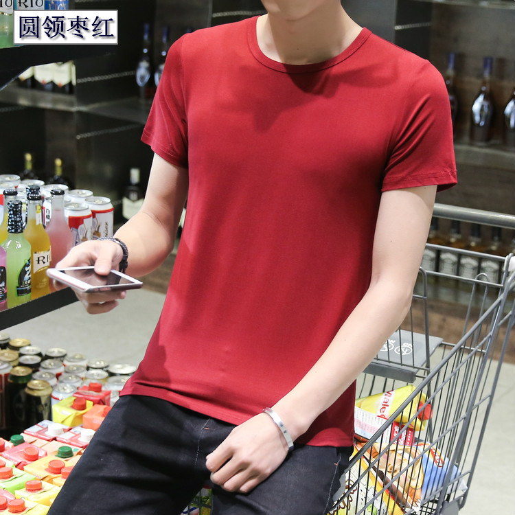 Mùa hè nam ngắn tay áo thun nam áo sơ mi màu rắn Hàn Quốc Slim trắng tròn cổ áo sơ mi cổ điển năng động Từ bi nam giới áo thun nam polo
