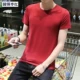 Mùa hè nam ngắn tay áo thun nam áo sơ mi màu rắn Hàn Quốc Slim trắng tròn cổ áo sơ mi cổ điển năng động Từ bi nam giới