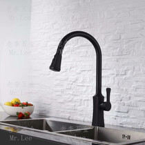 North American pull-pull kitchen faucet rinse mode watermark black paint rotatable