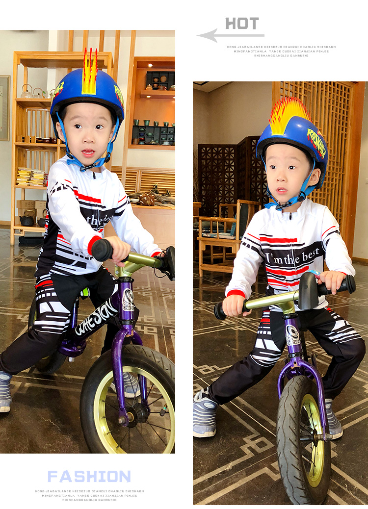 xe chòi chân sport Tùy chỉnh cân bằng mùa xuân và mùa hè xe phản quang trẻ em Jersey thể thao phù hợp với tay dài xe đạp cho thấy đua xe trượt băng - Smart Scooter xe thăng bằng raptor