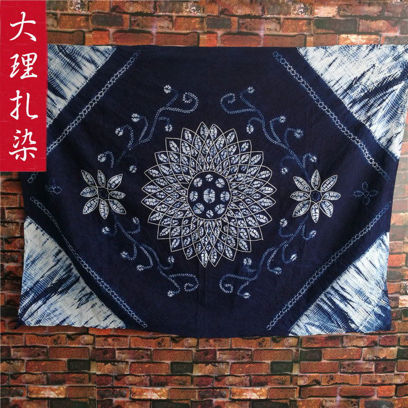 Dali dyed tablecloth white tea tablecloth national fan blue root plant dyed blue dye rectangular dining cloth