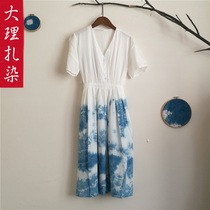 Zang dye one-piece dress Summer ethnic wind Lijiang River Yunnan Dali Bai ethnic handmade specialty blue dye pure plant dyeing skirt