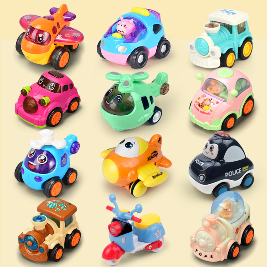 Children's pull back inertial vehicle excavator car aircraft boy girl baby toddler toy engineering vehicle set