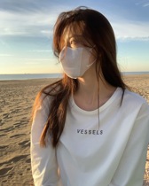 LIL CHER white letter T-shirt female 2021 Spring and Autumn New loose casual cotton interior base shirt top