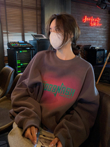 LIL CHER gray sweater women autumn and winter thick plus velvet Korean version of oversize loose lazy wind pullover top