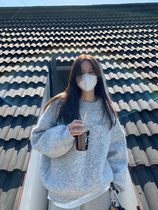 LIL CHER gray wool sweater women autumn and winter Korean version of loose leisure lazy wind thick pullover knitted top