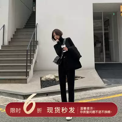 LIL CHER Korean straight jeans women 2021 new spring and autumn high waist black pants slim Joker trousers