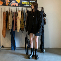 LIL CHER black casual blazer womens spring and autumn 2021 new Korean loose top temperament suit