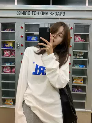 LIL CHER white long sleeve T-shirt female spring and autumn thin loose lazy style Korean version of cotton cotton inner top