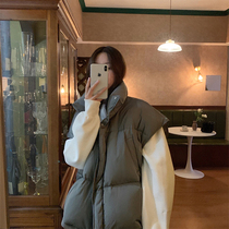 LIL CHER down vest women wear loose Korean version of thick casual stand-collar white duck down vest coat coat
