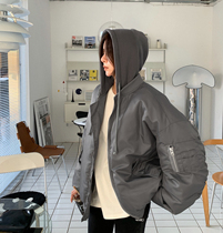 LIL CHER hooded baseball suit cotton jacket women 2021 autumn winter thick loose sandwich flying jacket