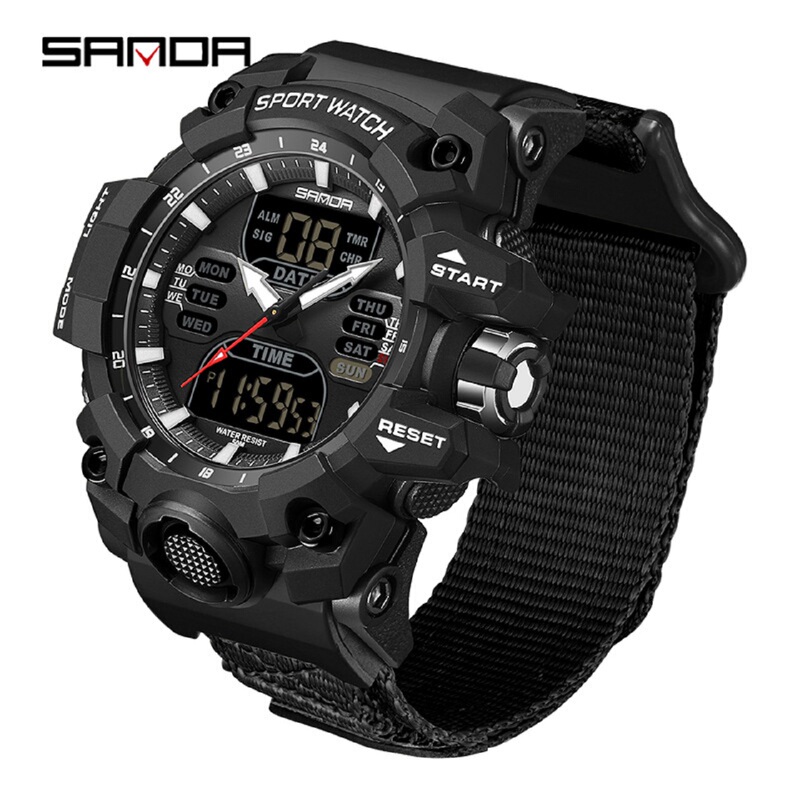 Sanda Watch Is a Popular Waterproof Multifunctional Sports Electronic Watch on Amazon, Nylon Strap Electronic Watch for Male Students