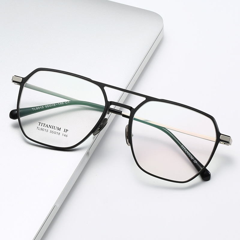 Wei Wei ultra-light myopia glasses frame plain glasses double beam big square female thin anti-blue light can be matched with degree 9015