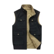 Áo vest nam mùa xuân và mùa thu nhiều túi áo vest hai mặt vest nam vest XL 5XL - Áo thể thao