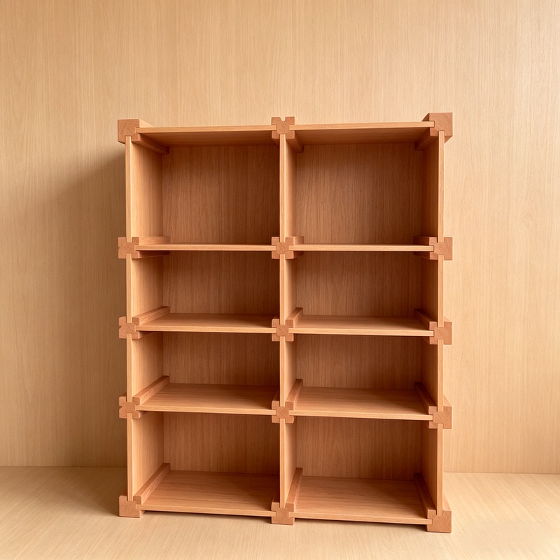 Camphor Wood Mortise and Tenon Bookshelf, Free Combination, Living Room Storage, Full Wall Cabinet, Solid Wood Student Storage Rack, Low Grid Multi-Layer