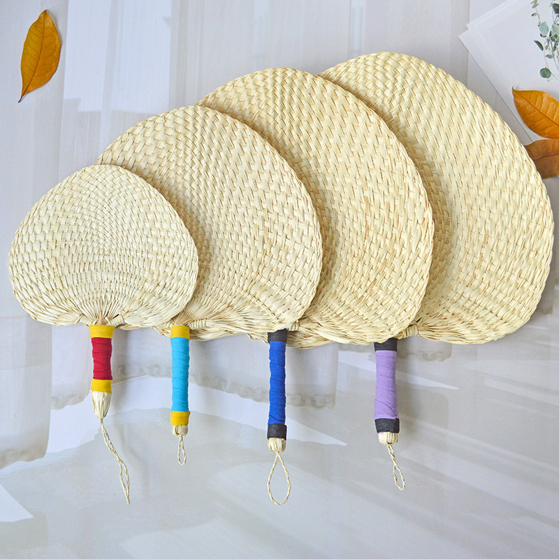 Busfan Old Handmade Brown Leaf Children Baby Mosquito Repellent Na Cool Grass Fan summer portable male and female woven plantain fan