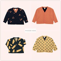 Spanish tc series with the same cherry bread French fries twill pattern double thick knitted cardigan jacket