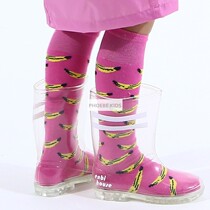 Spanish bobo the same childrens spring autumn and winter pvc transparent rain boots ins hot men and women baby horizontal striped rain boots