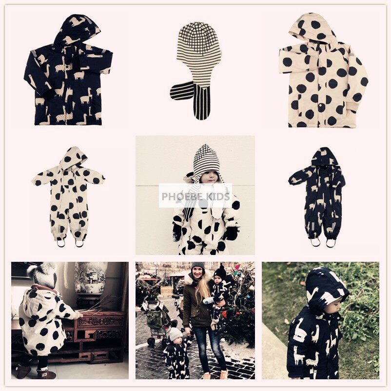 Spanish tc series of the same style boys and girls baby alpaca jacket infant one-piece ski suit thick cotton padded clothes