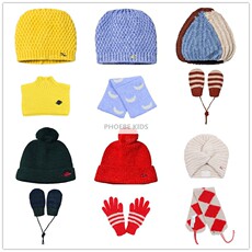 Комплект из двух частей 西班牙bobo系列同款19aw儿童宝宝秋冬纯棉针织围巾围脖帽子手套