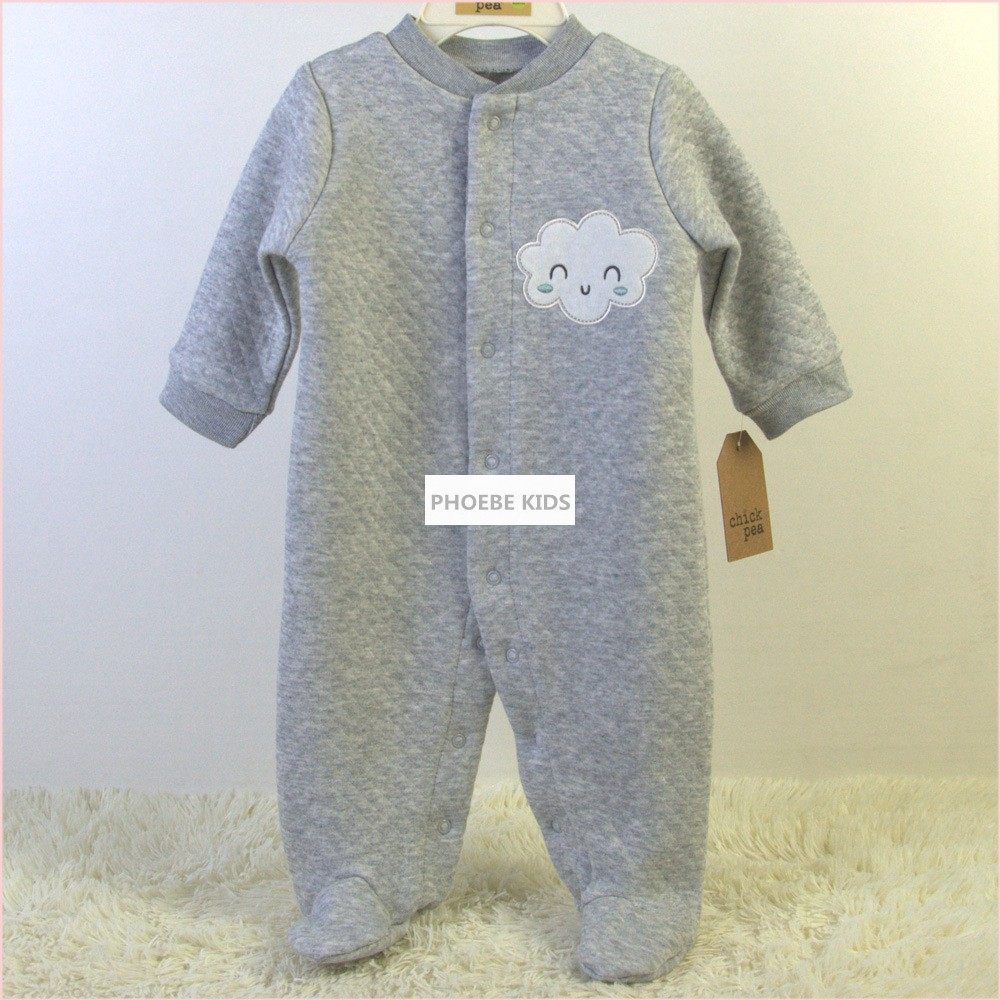Exported to the United States pure original single NB baby air cotton three-layer wrapped feet thin quilted jumpsuit baby long-sleeved climbing clothes