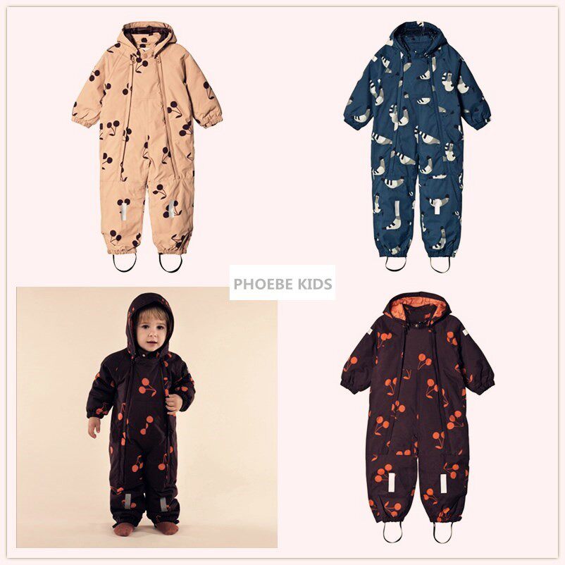 tc series newborn male and female baby autumn and winter thickened waterproof yellow cherry one-piece ski suit cotton padded clothes