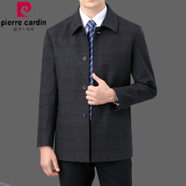 Pierre Cardin middle-aged and elderly cashmere jacket men Spring and Autumn casual lapel wool jacket dad jacket