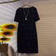 Casual skirt round neck bright diamond short-sleeved dress