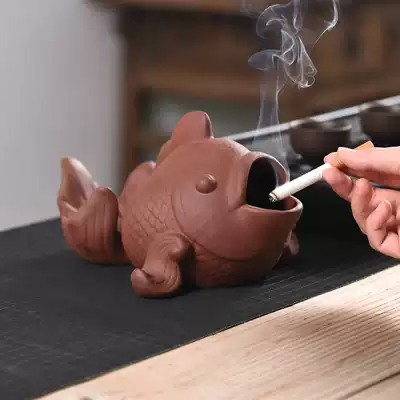 Goldfish ashtray tea pet ornaments can raise large purple sand creative personality living room household tea table accessories
