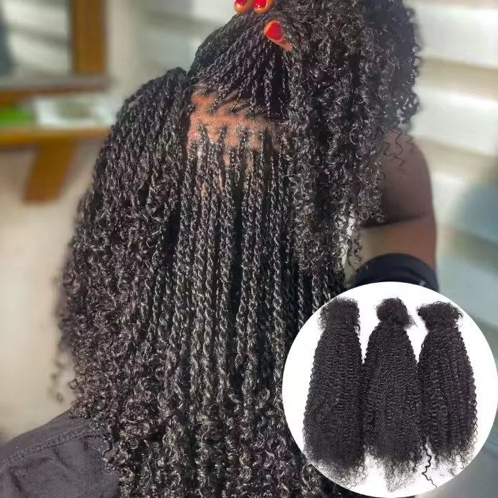 8Inch-22Inch Real Human Hair Fluffy Dreadlock Wig Accessories Afro Kinky Bulk Hair