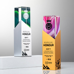 High-End Creative Crystal Trophy with Engraving for Business Events, Competitions, and Awards, Featuring a Luxurious and Elegant Design, 2025 New Model, Square Column