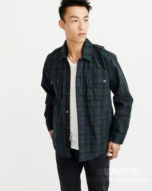 Mỹ Abercrombie Fitch nam af quilted áo sơ mi dụng cụ áo khoác M65 áo khoác 212510 - Áo khoác