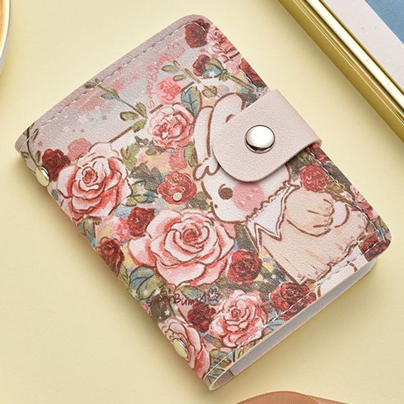 Rose Bunny Card Holder New Large Capacity Multi-Card Slot Driver's License Bank Card Coin Purse Compact Card Case Rose Bunny Card Holder New Large Capacity Multi-Card Slot Driver's License Bank Card Coin Purse Compact Card Case