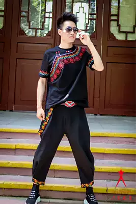 2019 New Red color T-shirt Noble star Yi clothing men and women suit couples embroidered T-shirt pants