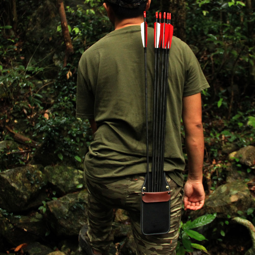 Waist hanging pocket quiver convenient cowhide quiver outdoor sports Traditional American reverse bow archery equipment Outdoor