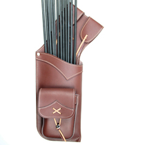 Cowhide quiver outdoor archery equipment waist hanging side hanging pot bag retro wear-resistant leather traditional competitive anti-curved bow
