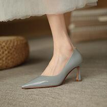 Lavard Temperament Woman ~ Commuter Wind Nude Color Genuine Leather Fashion High Heels Slim to 100 Lap Single Shoe Woman