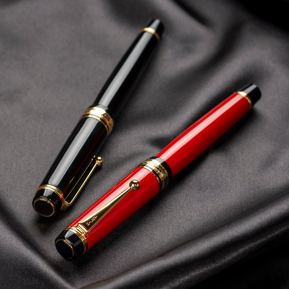 Japan PILOT Baile Custom 845 Lacquer vermilion dark Locust No 15 two-color pointed large 18K pen