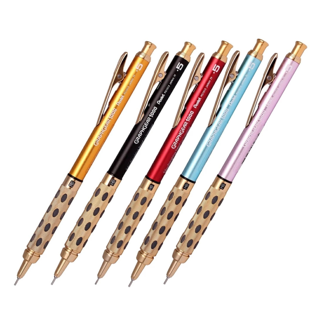 Japan pentel sends PG1015 qualified black blue red yellow powder gold metal rod telescopic pen tip automatic pencil