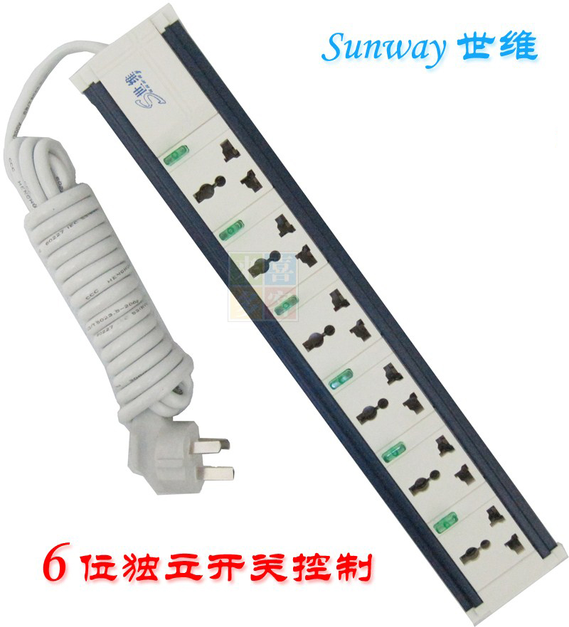 Shiwei six independent switch control fish tank socket drag wiring board Multi-position PDU cabinet dedicated 6 plug