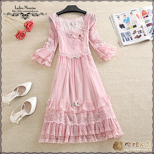 Летнее милое кружевное длинное платье, городской стиль, облегающий крой, средней длины