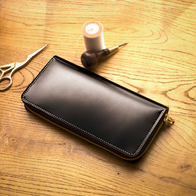 Wayback Japanese New Jubilee Cordovan Leather Wallet Handmade Genuine Leather Long Zipper Wallet Men's Business Clutch Bag