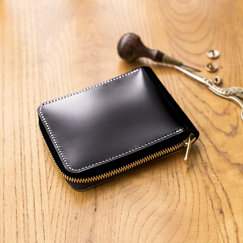 Wayback Japanese New Year Horse Leather Short Zipper Wallet Vintage Genuine Leather Wallet Handmade Cowhide Clutch Bag