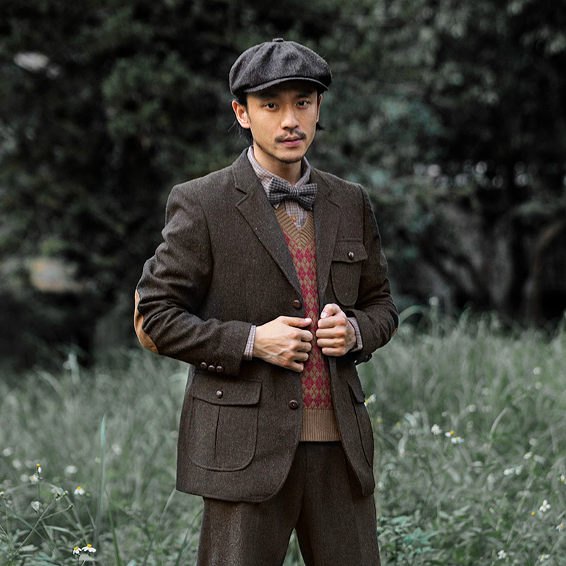 SOARIN INDEPENDENT RETRO WIND HUNTING STYLE JACKET MALE WOOL Son Inren Leisure mending Formula One suit ancient