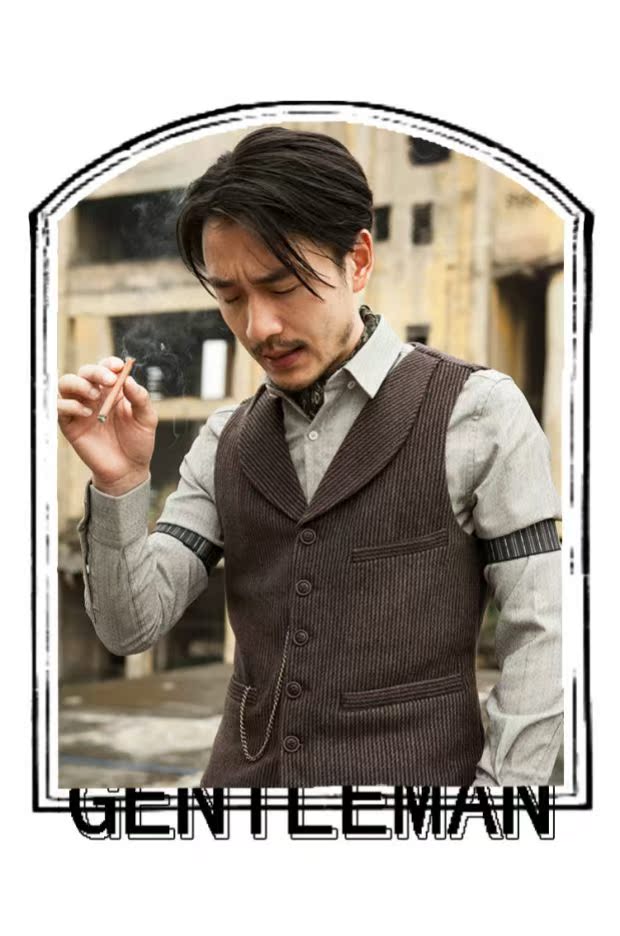 SOARIN Anh retro len sọc phù hợp với vest nam Lapel slim Slim vest vest vest giản dị - Dệt kim Vest đồ vest nam