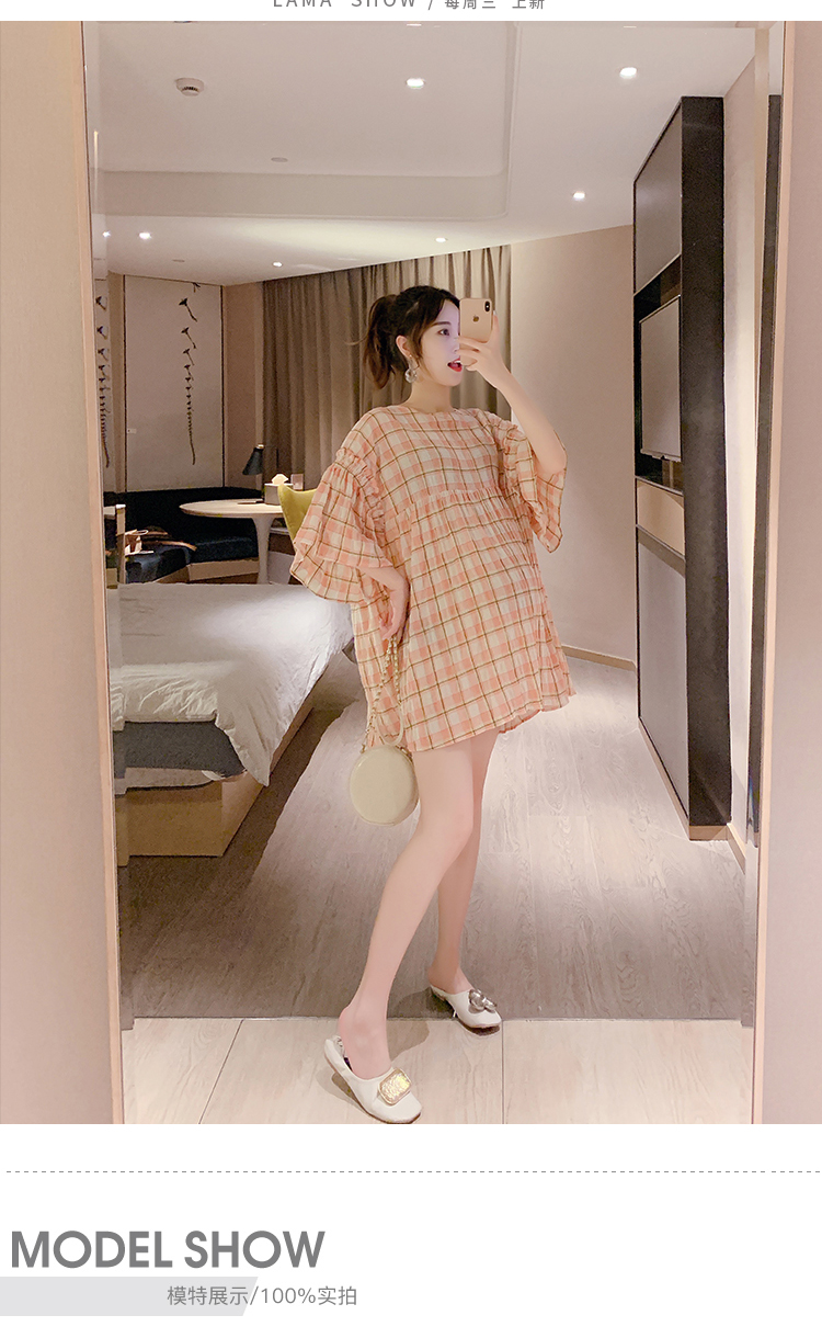 Đầm bà bầu mùa hè thời trang Hàn Quốc phiên bản áo dài 2019 kẻ sọc mới dài phần áo dài mùa hè - Áo thai sản áo khoác bầu