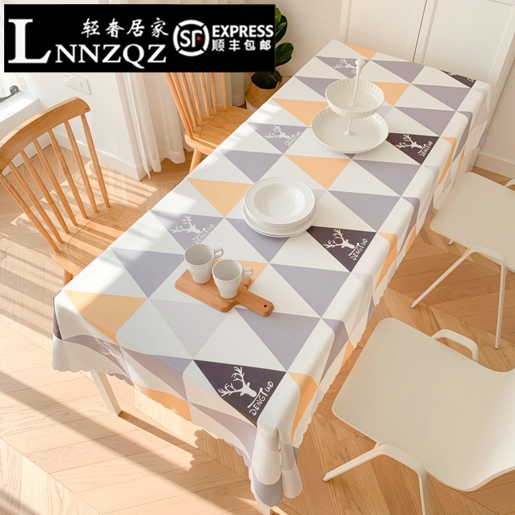 Nordic style tablecloth waterproof and oil-proof disposable dining table ins tea table Japanese-style tablecloth fabric tablecloth cotton linen small fresh