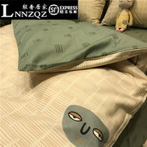 Ins simple masked king four-piece set of pure cotton 1 5m1 8 meters chivalrous Zorro quilt cover sheet striped Nordic