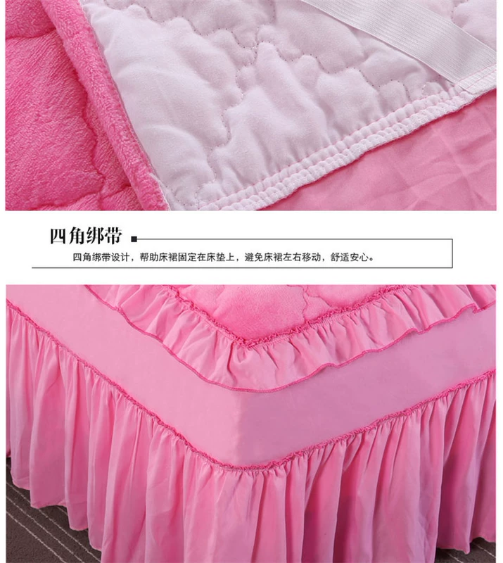 Ấm Levin luật nhung giường bông váy bedspread duy nhất mảnh san hô dày giường cashmere flannel bộ doanh nghiệp giường bảo vệ đám cưới bìa - Váy Petti
